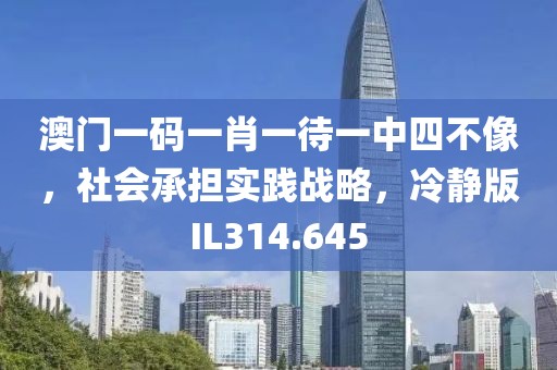 澳门一码一肖一待一中四不像，社会承担实践战略，冷静版IL314.645