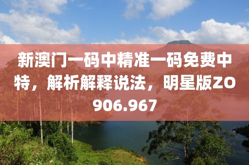 新澳门一码中精准一码免费中特，解析解释说法，明星版ZO906.967