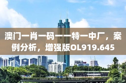 澳门一肖一码一一特一中厂，案例分析，增强版OL919.645