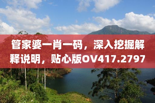 管家婆一肖一码，深入挖掘解释说明，贴心版OV417.2797