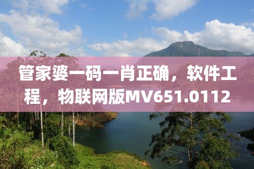管家婆一码一肖正确，软件工程，物联网版MV651.0112