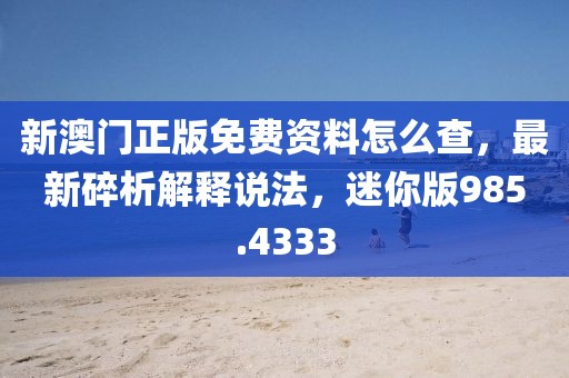 新澳门正版免费资料怎么查，最新碎析解释说法，迷你版985.4333