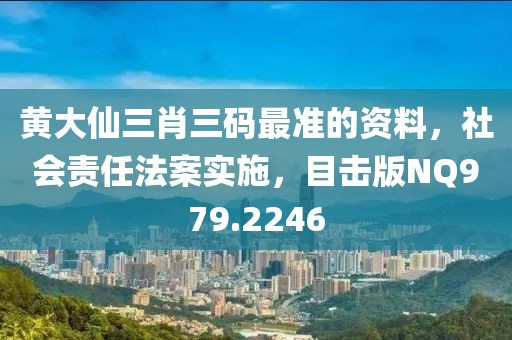 黄大仙三肖三码最准的资料，社会责任法案实施，目击版NQ979.2246