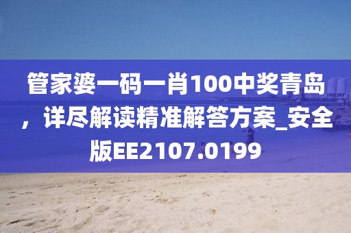 管家婆一码一肖100中奖青岛，详尽解读精准解答方案_安全版EE2107.0199