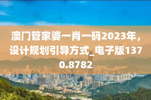 澳门管家婆一肖一码2023年，设计规划引导方式_电子版1370.8782