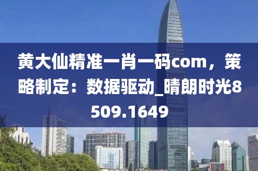 黄大仙精准一肖一码com，策略制定：数据驱动_晴朗时光8509.1649