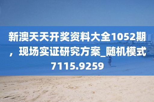 新澳天天开奖资料大全1052期，现场实证研究方案_随机模式7115.9259