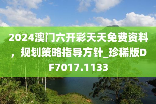 2024澳门六开彩天天免费资料，规划策略指导方针_珍稀版DF7017.1133