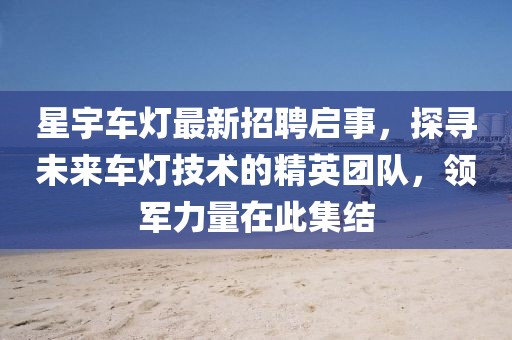 星宇车灯最新招聘启事，探寻未来车灯技术的精英团队，领军力量在此集结
