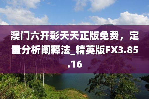 澳门六开彩天天正版免费，定量分析阐释法_精英版FX3.85.16