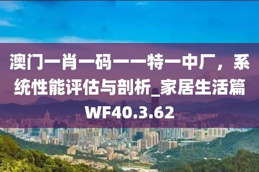 澳门一肖一码一一特一中厂，系统性能评估与剖析_家居生活篇WF40.3.62