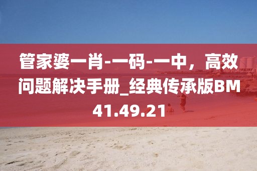 管家婆一肖-一码-一中，高效问题解决手册_经典传承版BM41.49.21