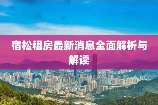 宿松租房最新消息全面解析与解读