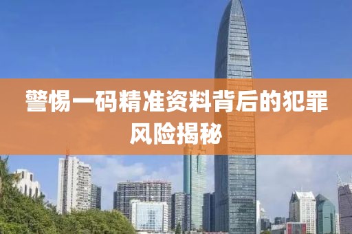警惕一码精准资料背后的犯罪风险揭秘