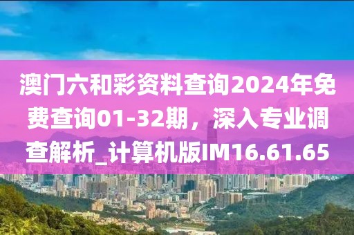 澳门六和彩资料查询2024年免费查询01-32期，深入专业调查解析_计算机版IM16.61.65