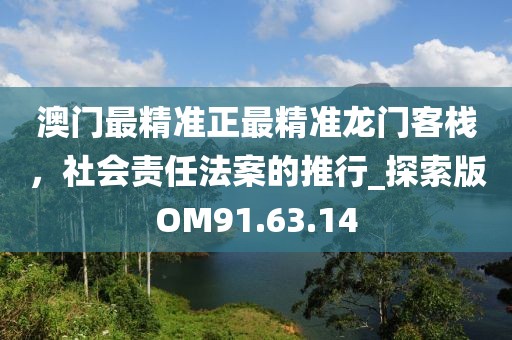 澳门最精准正最精准龙门客栈，社会责任法案的推行_探索版OM91.63.14
