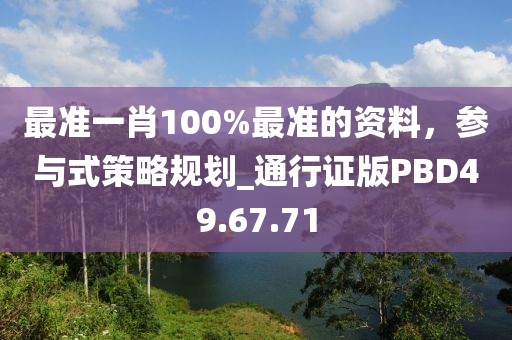 最准一肖100%最准的资料，参与式策略规划_通行证版PBD49.67.71