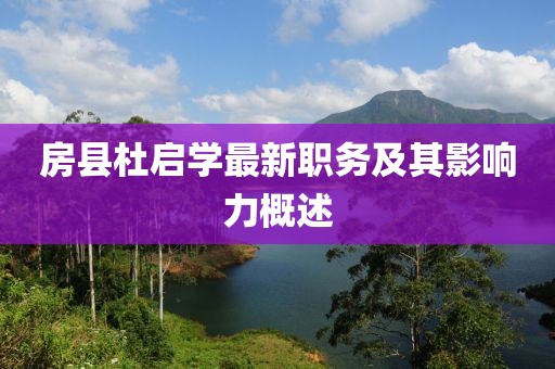 房县杜启学最新职务及其影响力概述