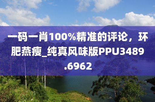 一码一肖100%精准的评论，环肥燕瘦_纯真风味版PPU3489.6962