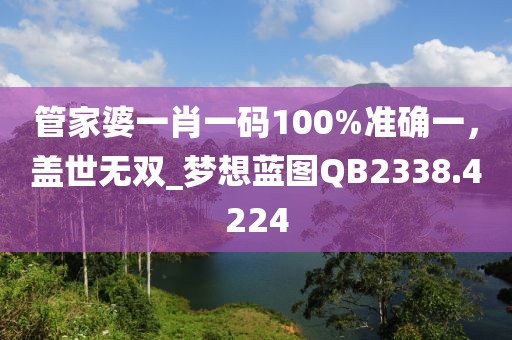 管家婆一肖一码100%准确一，盖世无双_梦想蓝图QB2338.4224