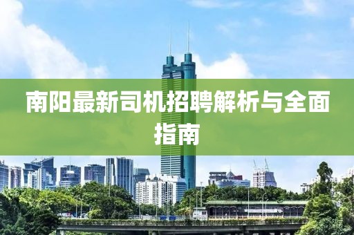 南阳最新司机招聘解析与全面指南