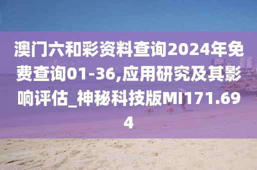 澳门六和彩资料查询2024年免费查询01-36,应用研究及其影响评估_神秘科技版MI171.694