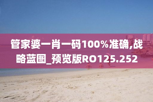 管家婆一肖一码100%准确,战略蓝图_预览版RO125.252