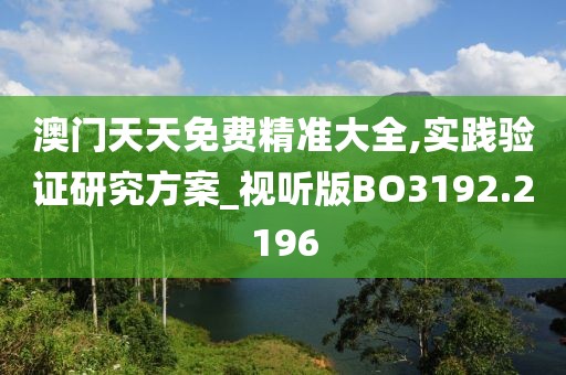 澳门天天免费精准大全,实践验证研究方案_视听版BO3192.2196