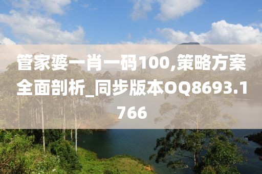 管家婆一肖一码100,策略方案全面剖析_同步版本OQ8693.1766
