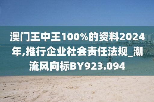 澳门王中王100%的资料2024年,推行企业社会责任法规_潮流风向标BY923.094
