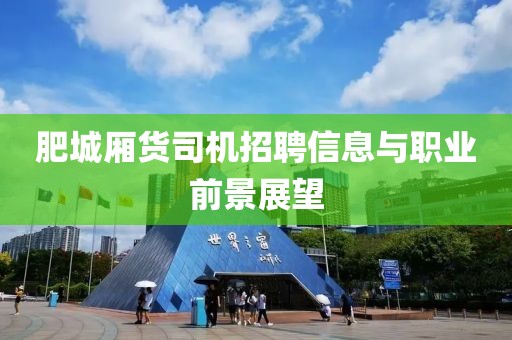 肥城厢货司机招聘信息与职业前景展望