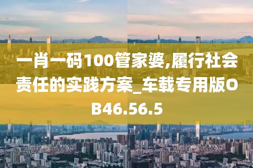 一肖一码100管家婆,履行社会责任的实践方案_车载专用版OB46.56.5