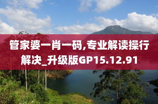 管家婆一肖一码,专业解读操行解决_升级版GP15.12.91