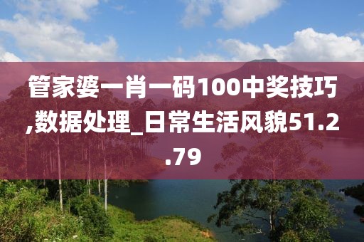 管家婆一肖一码100中奖技巧,数据处理_日常生活风貌51.2.79