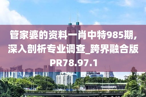管家婆的资料一肖中特985期,深入剖析专业调查_跨界融合版PR78.97.1