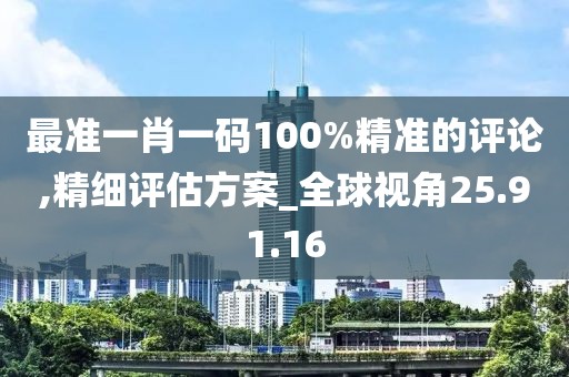 最准一肖一码100%精准的评论,精细评估方案_全球视角25.91.16