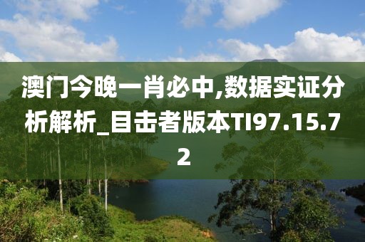 澳门今晚一肖必中,数据实证分析解析_目击者版本TI97.15.72