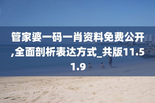 管家婆一码一肖资料免费公开,全面剖析表达方式_共版11.51.9