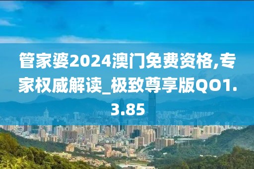 管家婆2024澳门免费资格,专家权威解读_极致尊享版QO1.3.85