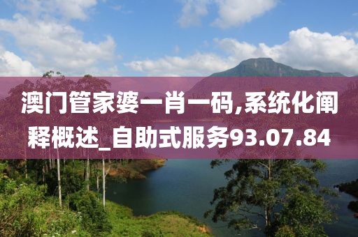 澳门管家婆一肖一码,系统化阐释概述_自助式服务93.07.84