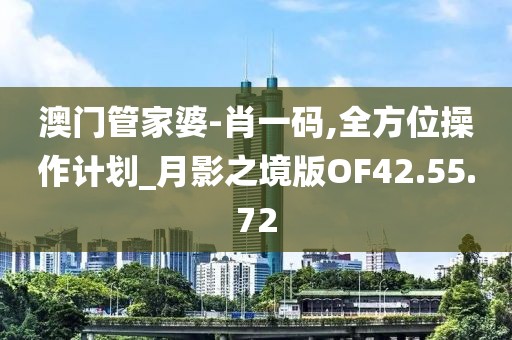 澳门管家婆-肖一码,全方位操作计划_月影之境版OF42.55.72