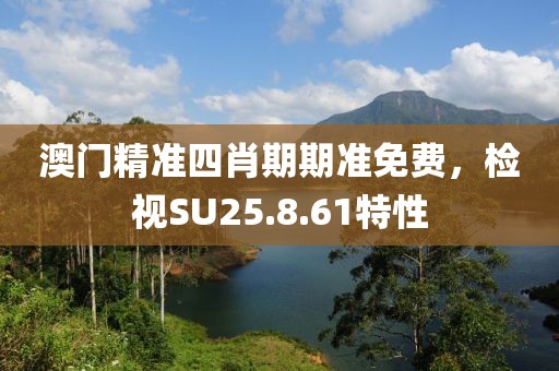 澳门精准四肖期期准免费，检视SU25.8.61特性