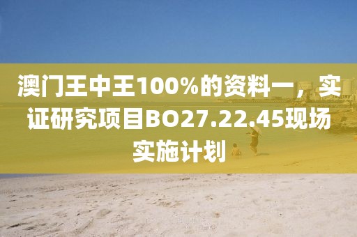 澳门王中王100%的资料一，实证研究项目BO27.22.45现场实施计划