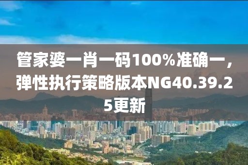 管家婆一肖一码100%准确一，弹性执行策略版本NG40.39.25更新