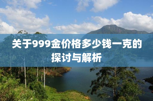 关于999金价格多少钱一克的探讨与解析