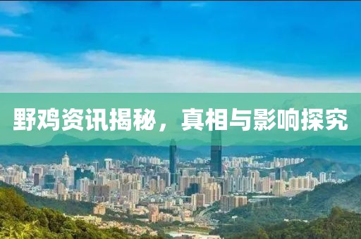 野鸡资讯揭秘，真相与影响探究