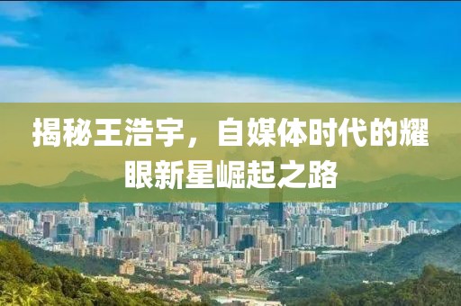 揭秘王浩宇，自媒体时代的耀眼新星崛起之路