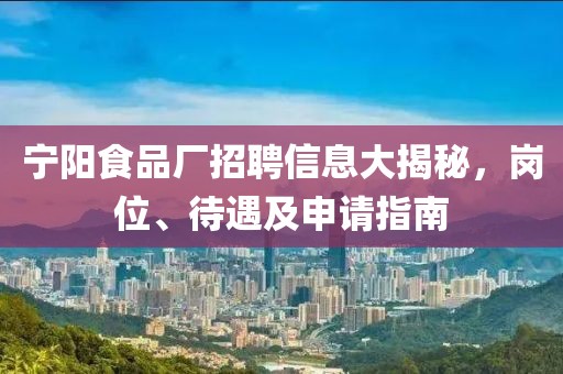 宁阳食品厂招聘信息大揭秘，岗位、待遇及申请指南
