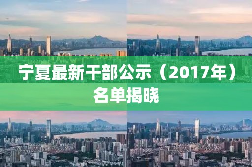 宁夏最新干部公示（2017年）名单揭晓