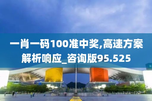 一肖一码100准中奖,高速方案解析响应_咨询版95.525